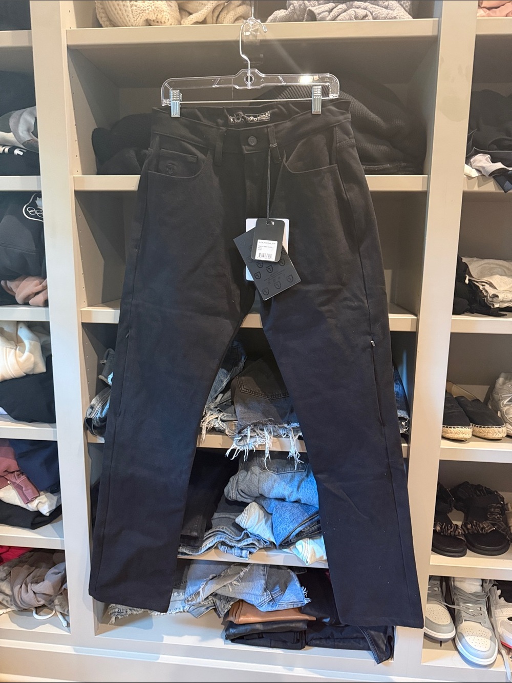 Straight Fit Men’s motorbike riding Jeans in Black